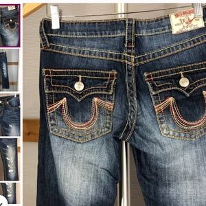 TRUE RELIGION Gina Rainbow Distressed Bootcut Jeans Sz 29